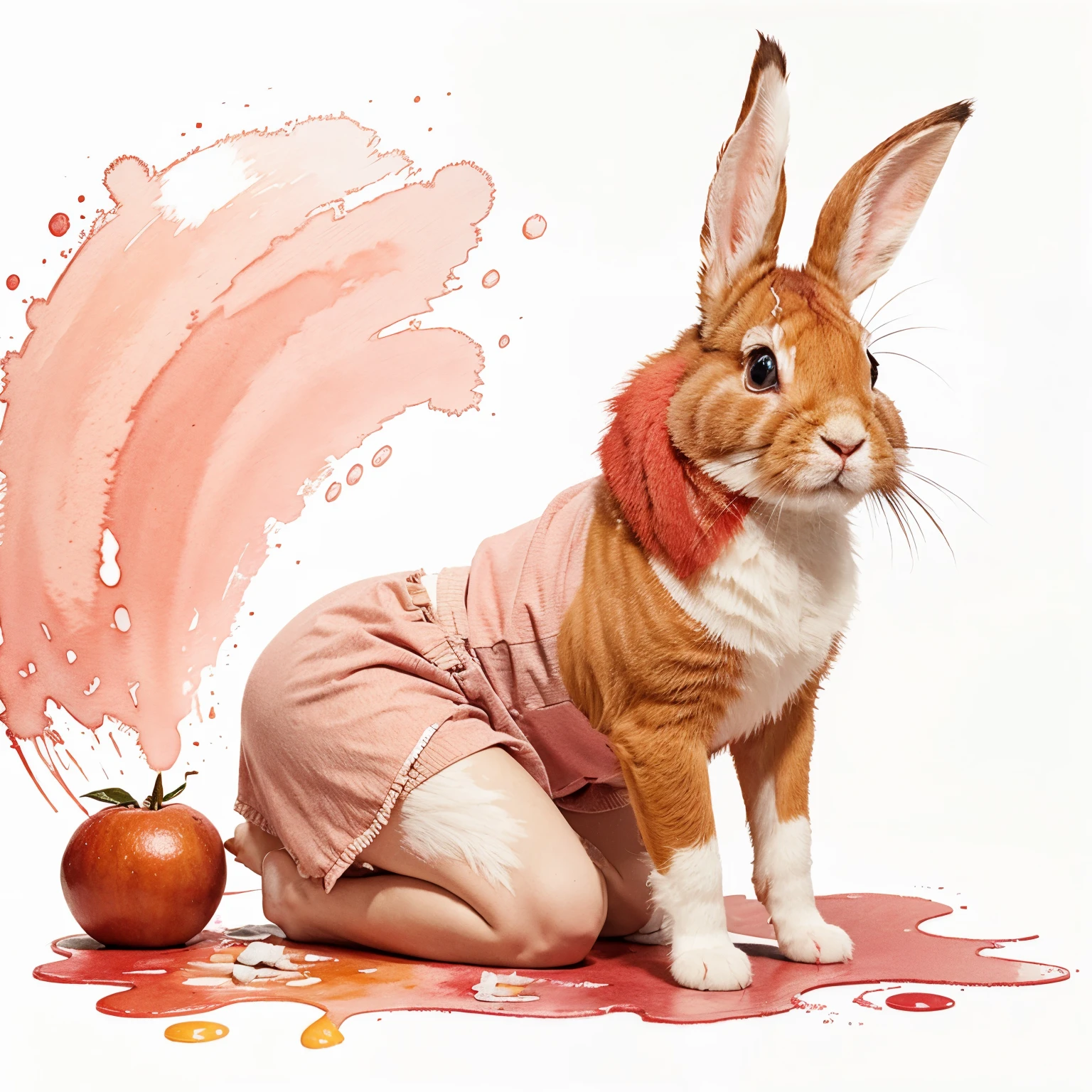 watercolor,morango,rabbit,cute,cure