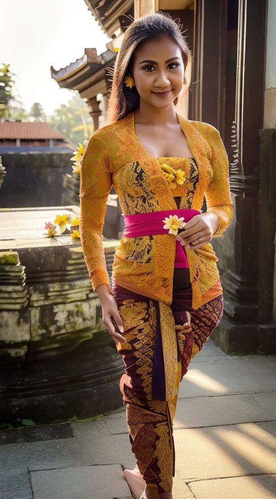 (((A Balinese sexy Girl holding a bouquet of pink cherry blossoms))),(8k, RAW photo, best quality, work:1.3), (realistic, photo-realistic:1.37),1girl,cute,city view,night,rain,wet,professional lighting,photon mapping , radiosity, Physically based rendering, gradient black hair, long straight hair, beautiful, feminine, set of white balls, excellent image quality, high resolution, 1080p, (((clear face))), (detailed face description), (description detailed hands), ((( masterpiece))), (exquisite CG), extreme light and shadow, messy hair, masterpiece, rich details, (exquisite facial features), (highest image quality), (masterpiece), (detailed eyes), look forward to your eyes, delicate collarbone, (((blue_kebaya_bali))),(non NSFW),(Full Body),(cute face:1.5),(huge breasts:1.5),high-heels,big hips, medium thighs,blue_kebaya_bali,breasts slightly exposed,cleavage of the breast,lipgloss,Lace,
