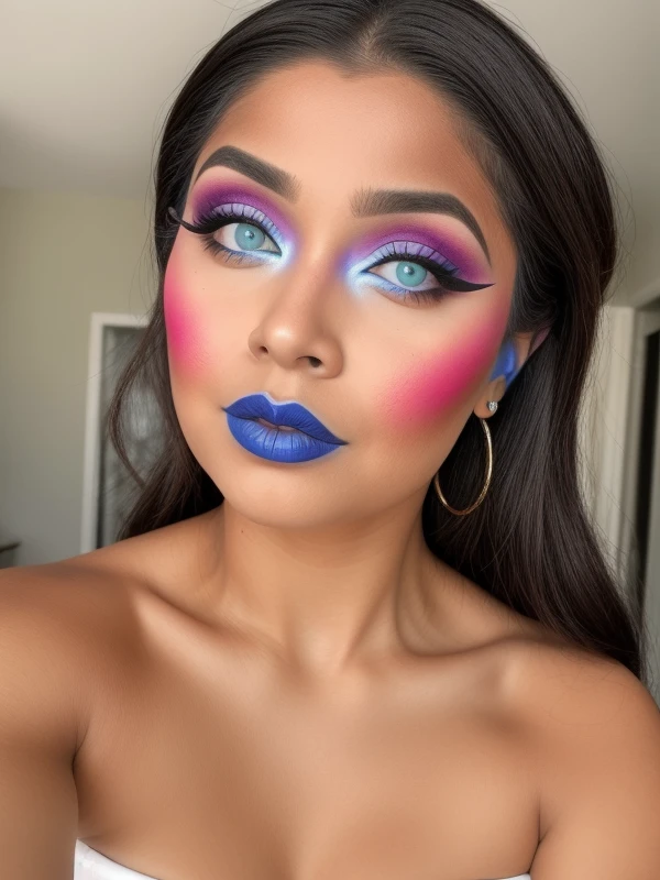Latina,blue face makeup