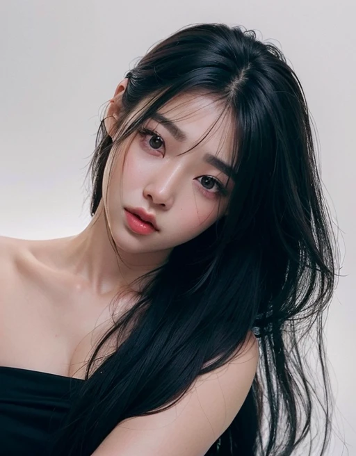 um close up de uma mulher com longos cabelos pretos posando para uma foto, Jinyoung Shin, Ulzzang, jaeyeon nam, coreana, linda mulher sul-coreana, Heonhwa Choe, Kim Doyoung, jennie blackpink, Lee Ji-eun, Lee Ji-eun, linda jovem coreana, linda jovem coreana, artista coreano