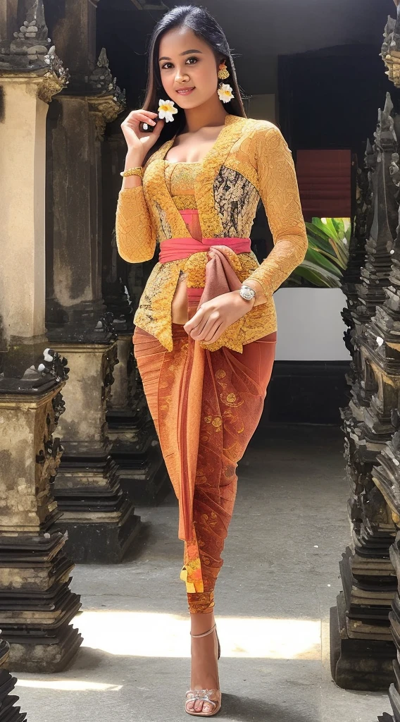 (((A Balinese sexy Girl holding a bouquet of pink cherry blossoms))),(8k, RAW photo, best quality, work:1.3), (realistic, photo-realistic:1.37),1girl,cute,city view,night,rain,wet,professional lighting,photon mapping , radiosity, Physically based rendering, gradient black hair, long straight hair, beautiful, feminine, set of white balls, excellent image quality, high resolution, 1080p, (((clear face))), (detailed face description), (description detailed hands), ((( masterpiece))), (exquisite CG), extreme light and shadow, messy hair, masterpiece, rich details, (exquisite facial features), (highest image quality), (masterpiece), (detailed eyes), look forward to your eyes, delicate collarbone, (((blue_kebaya_bali))),(non NSFW),(Full Body),(cute face:1.5),(huge breasts:1.5),high-heels,big hips, medium thighs,blue_kebaya_bali,breasts slightly exposed,cleavage of the breast,lipgloss,Lace,
