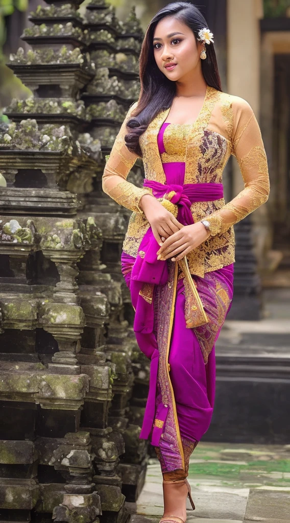 (((A Balinese sexy Girl holding a bouquet of pink cherry blossoms))),(8k, RAW photo, best quality, work:1.3), (realistic, photo-realistic:1.37),1girl,cute,city view,night,rain,wet,professional lighting,photon mapping , radiosity, Physically based rendering, gradient black hair, long straight hair, beautiful, feminine, set of white balls, excellent image quality, high resolution, 1080p, (((clear face))), (detailed face description), (description detailed hands), ((( masterpiece))), (exquisite CG), extreme light and shadow, messy hair, masterpiece, rich details, (exquisite facial features), (highest image quality), (masterpiece), (detailed eyes), look forward to your eyes, delicate collarbone, (((blue_kebaya_bali))),(non NSFW),(Full Body),(cute face:1.5),(huge breasts:1.5),high-heels,big hips, medium thighs,blue_kebaya_bali,breasts slightly exposed,cleavage of the breast,lipgloss,Lace,
