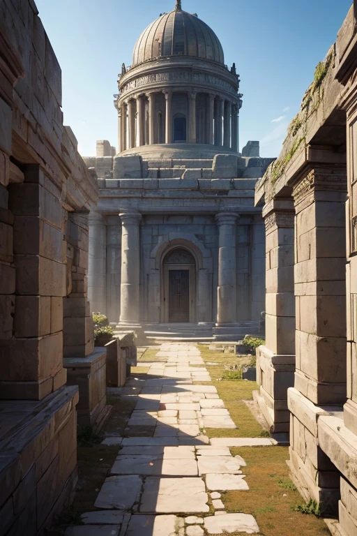 (best quality,4k,8k,highres,masterpiece:1.2),ultra-detailed,(realistic,photorealistic,photo-realistic:1.37), close-up of a building with a clock, gravity dash, inspired by "Chrono Trigger" setting, mysterious temple setting, futuristic temple exterior, inspiration from gravity dash, adventure of a dusk ruins explorer, desert temple, stunning screenshot art, Dwemer ancient brass ruins, tower of gods, character 2B from Nier, ancient Persian temple dungeon, near the crystal temple of Atlantis