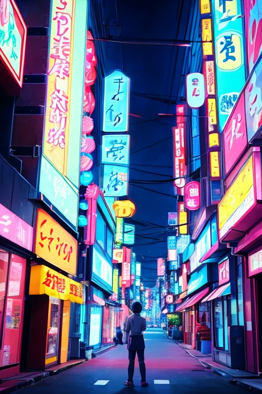 Cartoon character standing in front of building with neon lights, still from tv Japanese cartoons, inns, 2 0 1 9 Japanese cartoons screenshot, screenshot from the Japanese cartoons film, Today's featured Japanese cartoons stills, Japanese cartoons movie screenshot, Common, ( ( ( Japanese cartoons ) ) ), Anime screenshots, Japanese cartoons screenshot, screenshot from a 2012s Japanese cartoons