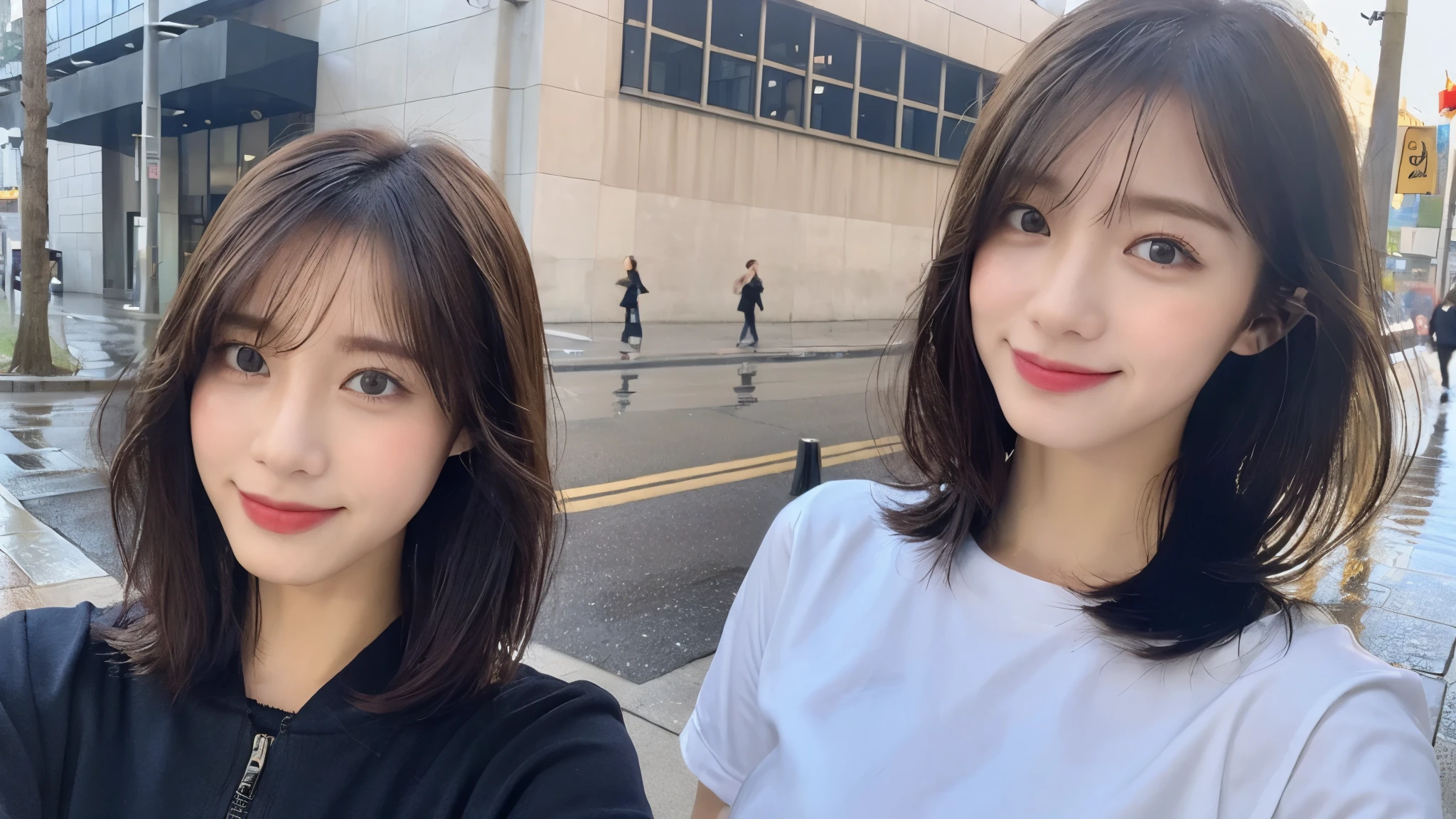 (((1girl :1.5))), ((Best Quality, 8K, Masterpiece:1.3)), Focus: 1.2, Perfect Body Beauty: 1.4, Buttocks: 1.2, ((Layered Haircut, Breasts: 1.2)), (Wet Clothes: 1.1), (Rain, Street:1.3), Bandeau Dress: 1.1, Highly Detailed Face and Skin Texture, Fine Eyes, Double Eyelids, Whitening Skin, Long Hair, (Shut Up: 1.3), Smile