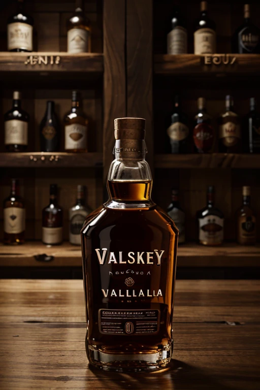 create a whiskey bottle with the name valhalla