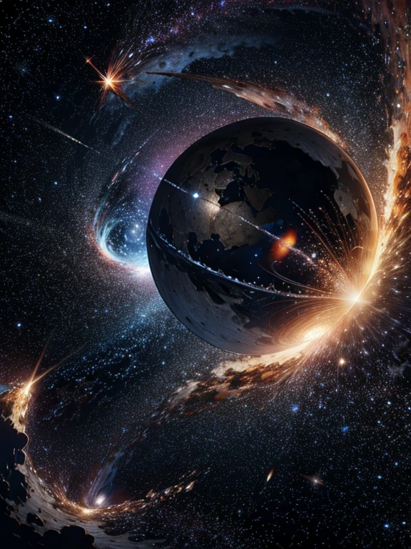 Ultra-realistic 8K CG masterpiece, best quality representation, portraying millions of stars in the universe, with intricately detailed backgrounds featuring a deep space canvas, totally black backdrop dotted with tiny, twinkling specks of light, delicate patterns of constellations in various intricate designs, and complicated details of nebulae and galaxies, each star meticulously rendered to perfection, capturing the vastness and mystery of the cosmos, a true testament to the power of imagination and technology.