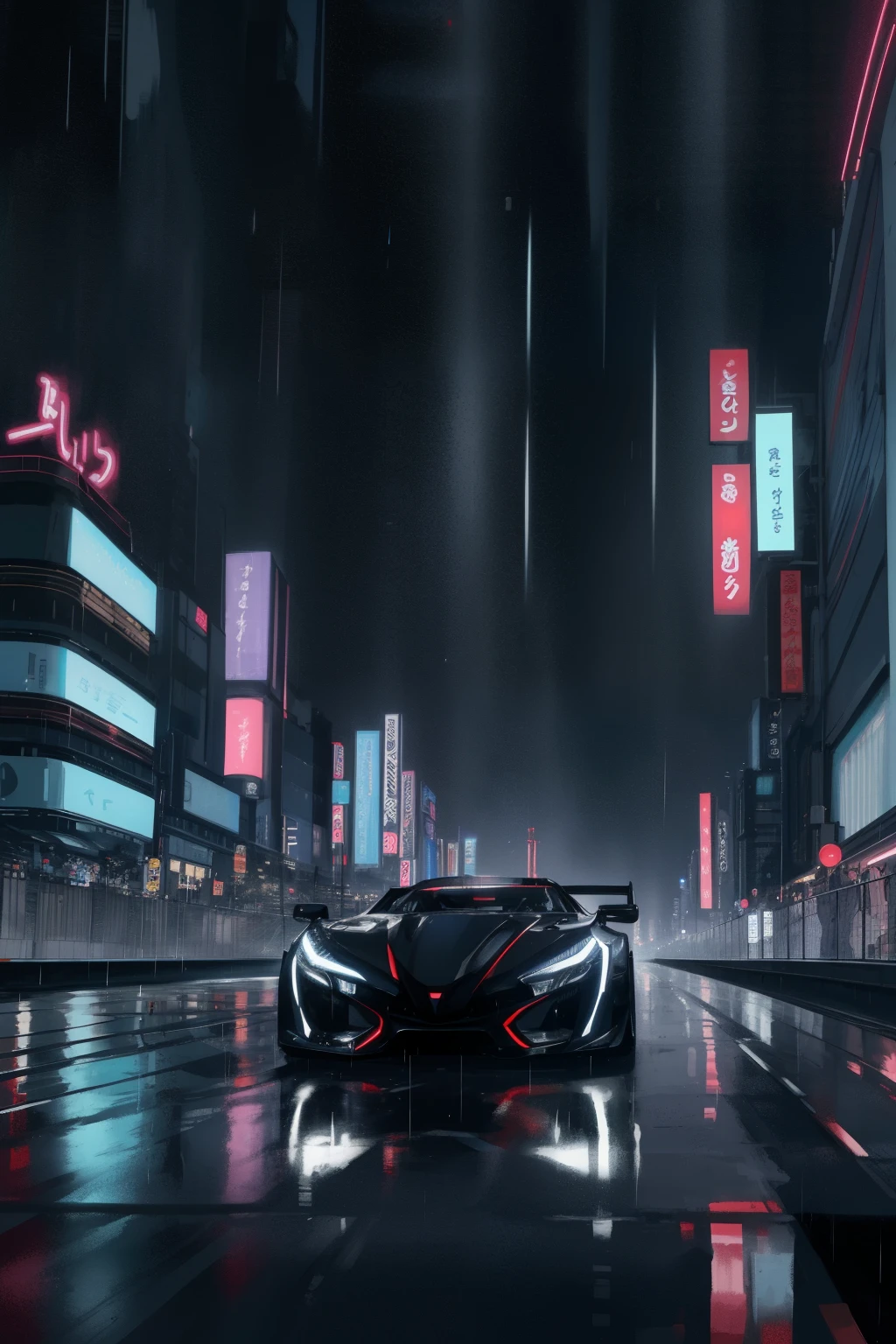 Masterpiece, best quality, 1 sport car, dynamic focus, solo,Tokyo cityscape, neon lights, sleek design, shiny surface, reflection on the wet roads, (cityscape background: 1.3), (anime style: 0.9)
The sport car cruises through the vibrant city of Tokyo during the night, its dynamic silhouette contrasting against the animated backdrop of shimmering neon lights. The car's sleek design is highlighted by the reflection on the wet roads, as rain droplets dance on the shiny surface. The cityscape comes alive with the intricately detailed buildings, each glowing with their unique hues. The scene is brought