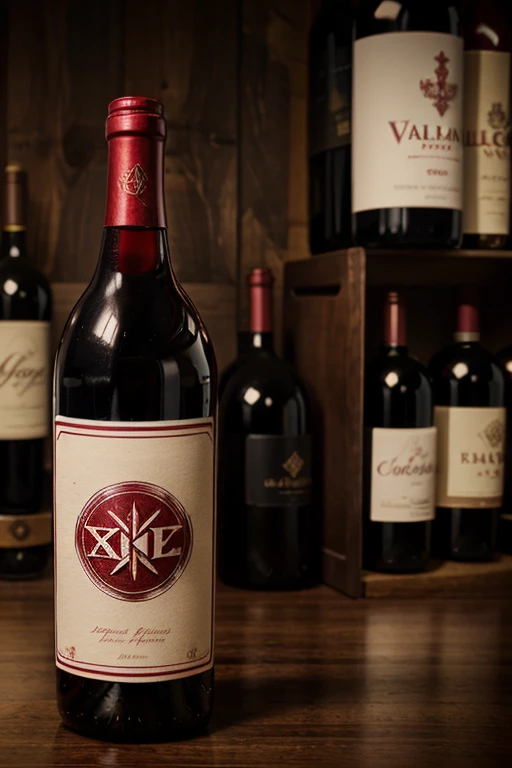 create a red wine bottle with valhalla logo name