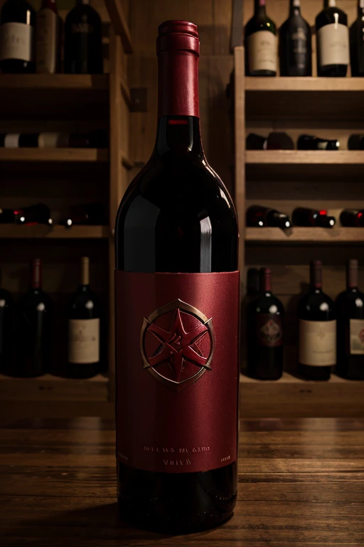 create a red wine bottle with valhalla logo name