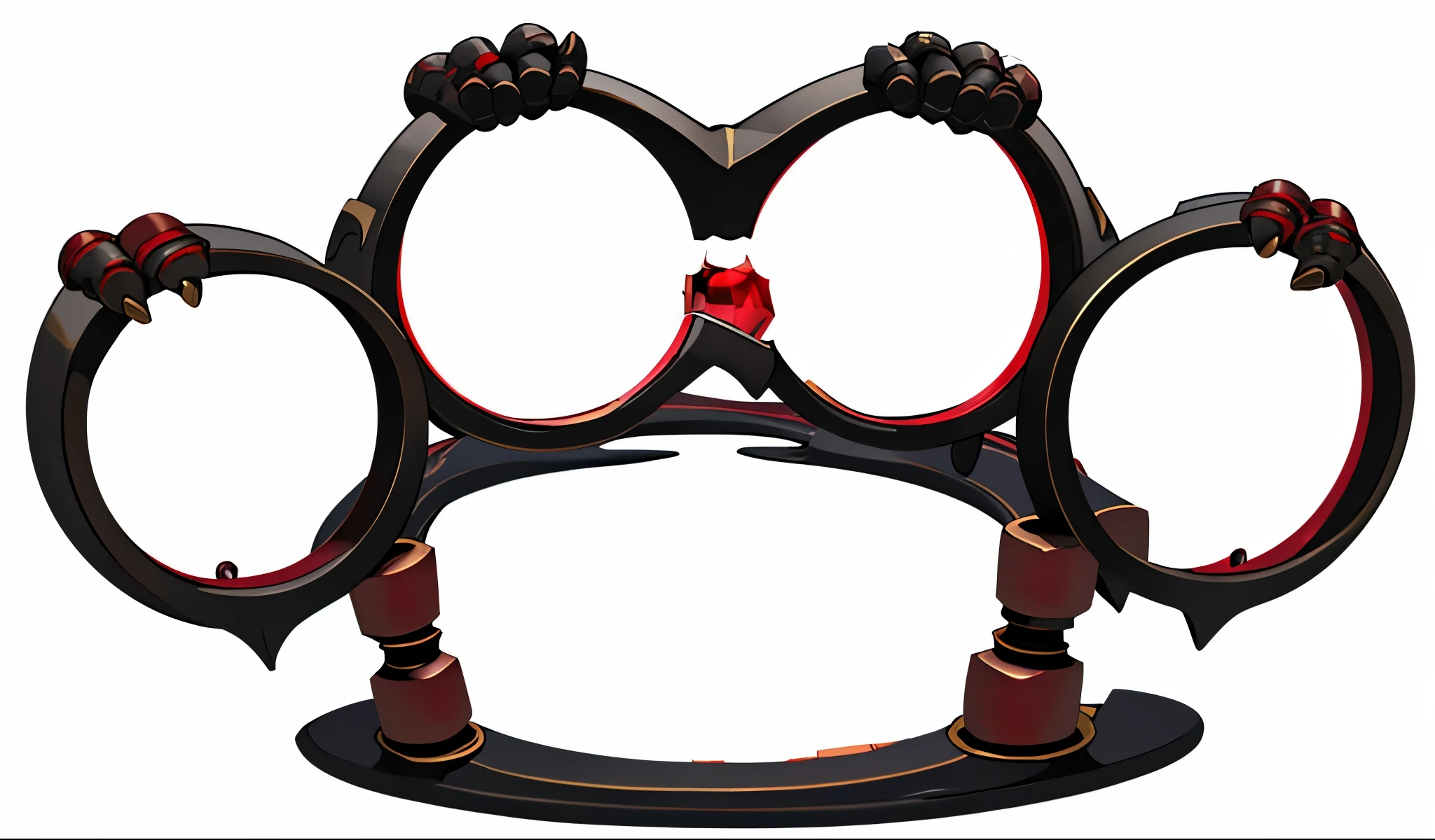 Dark red with black shades of brass knuckles, magic brass knuckles with red essence around.