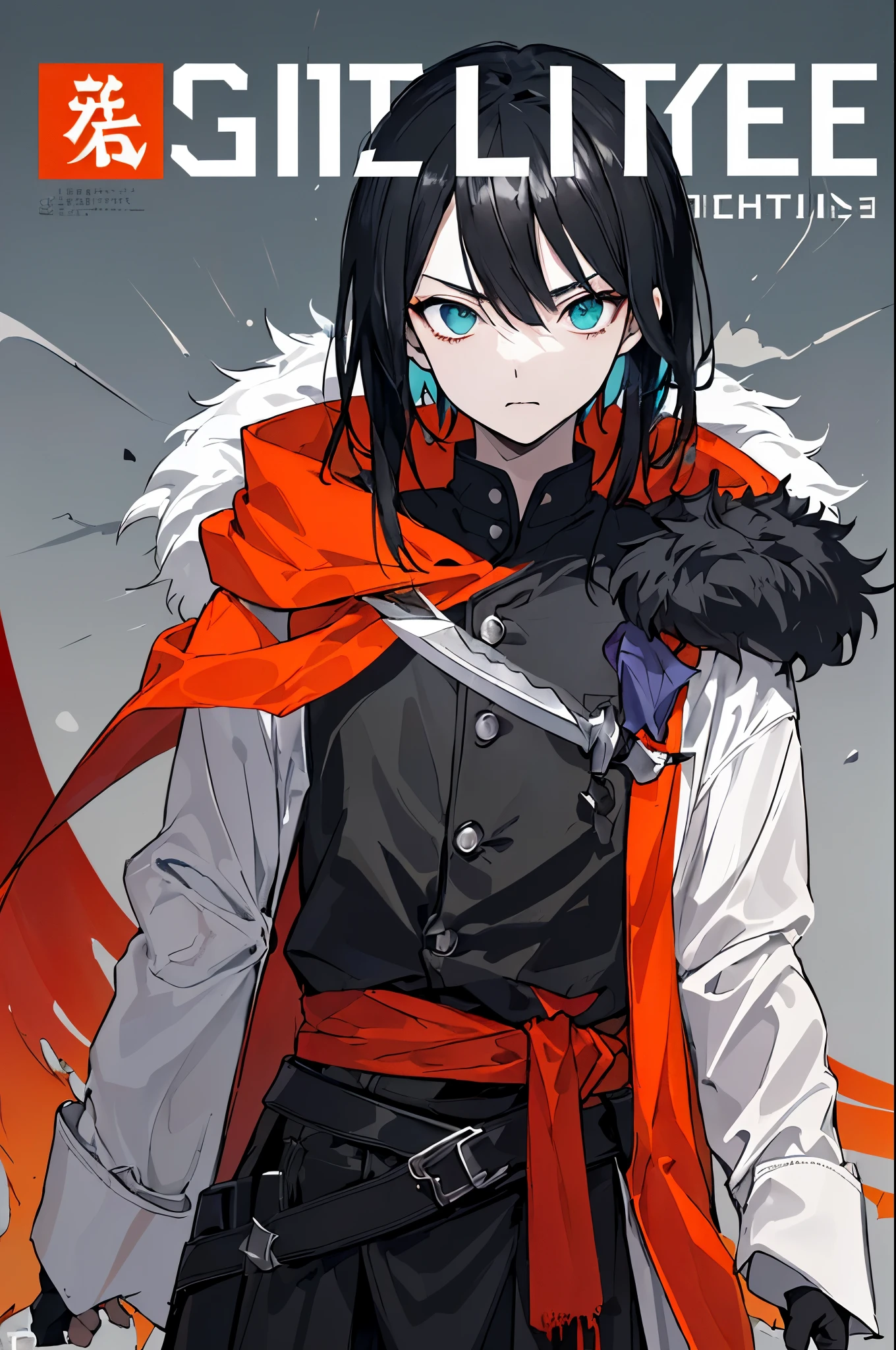 A picture of a girl with a sword and a red cape - SeaArt AI