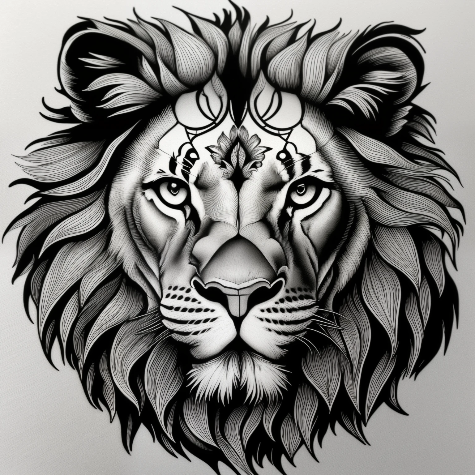 (best quality,4k,8k,highres,masterpiece:1.2),ultra-detailed,(realistic,photorealistic,photo-realistic:1.37),lion head,black and white,line art,mandalas,artistic,coloring book,3D print,white background.