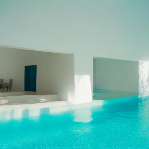 (best quality,highres,masterpiece:1.2),ultra-detailed,realistic,red-haired girl swimming in indoor pool,swimming pool with crystal clear water,beautiful reflections on the water,sparkling water droplets,girl with a joyful expression,water splashes around her,white walls,modern and clean swimming pool room,serene and peaceful atmosphere,sunlight streaming through the large windows,soft sunlight creating a warm and inviting ambiance,vivid colors,blue swimming pool tiles,subtle shadows on the white walls,perfectly capturing the tranquility and beauty of the moment.