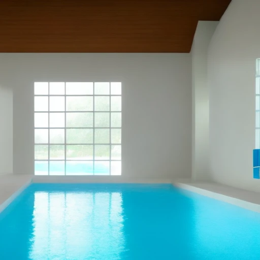 (best quality,highres,masterpiece:1.2),ultra-detailed,realistic,red-haired girl swimming in indoor pool,swimming pool with crystal clear water,beautiful reflections on the water,sparkling water droplets,girl with a joyful expression,water splashes around her,white walls,modern and clean swimming pool room,serene and peaceful atmosphere,sunlight streaming through the large windows,soft sunlight creating a warm and inviting ambiance,vivid colors,blue swimming pool tiles,subtle shadows on the white walls,perfectly capturing the tranquility and beauty of the moment.
