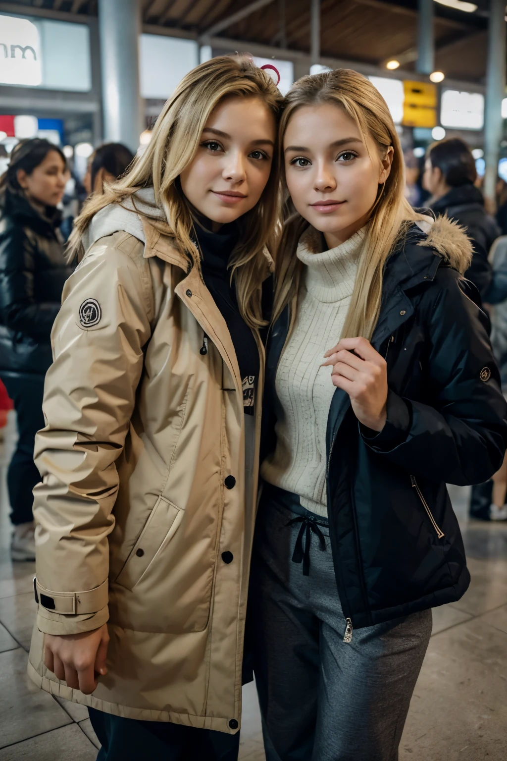 ​masterpiece, best quality, 1 girl, Nice, fine, sensitive, extremely complicated, Detailed, blond hair, jacket, blue eyes, ((​masterpiece)), extremely Detailed, best quality, high resolution, ((in a park)), Bridget, smile,  