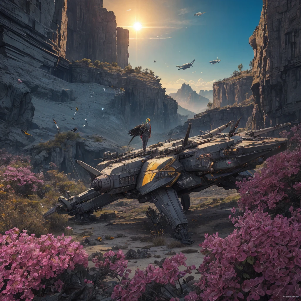 Ultra realistic 16K CG, masterpiece, Best Composition, Photo quality, work of art, Against the backdrop of an imperial star cruiser taking off, detailed imperial super tank, side view, high detail, Lots of elements, armored tracked vehicles, flying cargo ships, Sun rays, on the sides there are many detailed artillery batteries, The Distant Future, Grand Canyon in the background, two girls lie and have sex, there are cyborgs and spider robots around her, detailed face, Detailed body, super skin, Very beautiful legs, Photo quality, (masterpiece, top quality, Best quality, Official art, beautiful and aesthetically pleasing:1.2), extremely detailed,(fractal art:1.1),(Colorful:1.1)(flowers:1.3),as detailed as possible,(confuse:1.2), whole body, against the background of a fantastic city in the style of Star Wars by John Lucas, Street, cyber fiction, The Distant Future, Science fiction, fantastic bombers flying in the sky, (shiny skin), (many colors:1.4), blue and yellow,(earrings), (Feathers:1.5), Ultra Detailed, Girl naked, очень detailed face, Detailed vagina. detailed hands, dawn, there are two planets in the sky, Twilight, solar eclipse, volcanic eruption in the background, lava flows;, Alien plitzes are flying, futuristic pterodactyls.