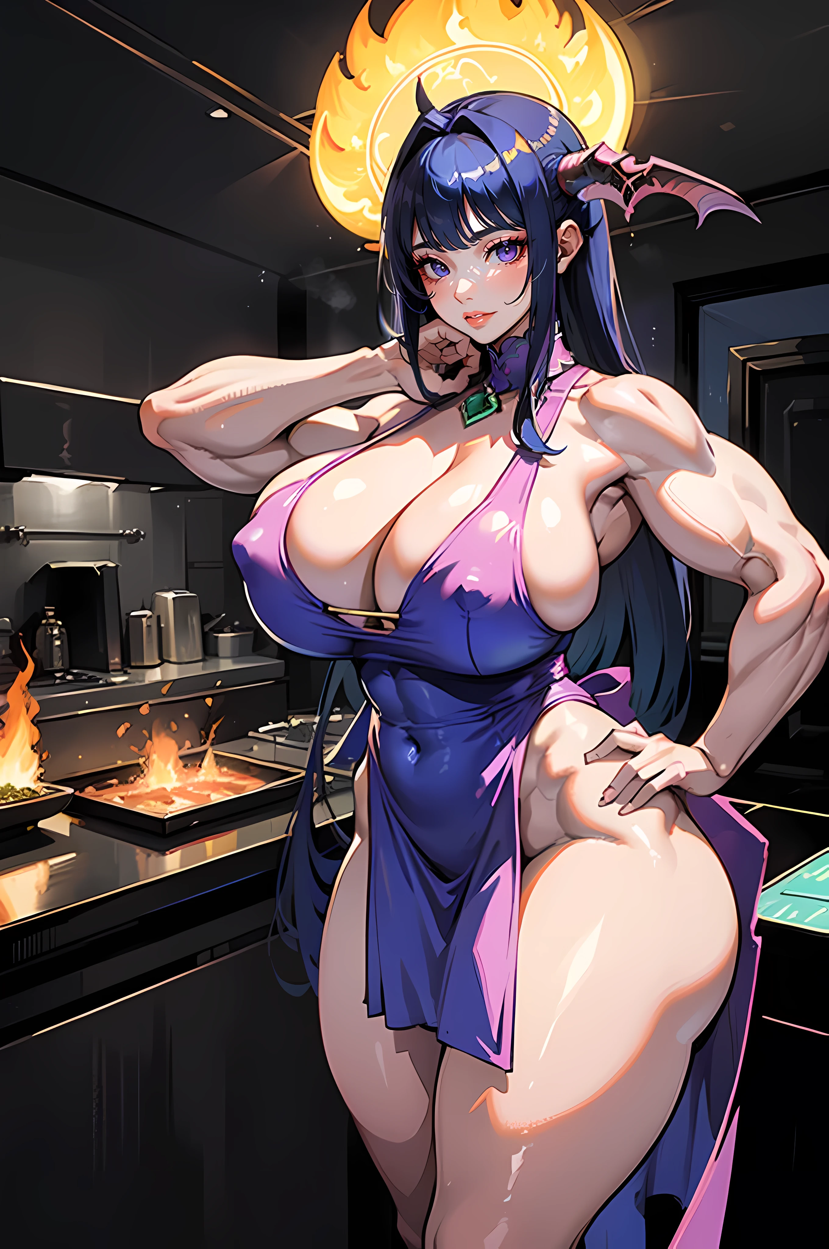 32K,tmasterpiece,Faraway view,((extremely huge breast)),Collar,three-point style,aprons,Reflective glossy leather,slightly fat big breasts,Enlarged buttocks,(best qualtiy), detailedbackground,Black girl, terroral, bionicle, succubi,Long horn,coda,the night,bonfires,stars,Ass focus,tmasterpiece,Faraway view,Two pink bumps,slightly fat big breasts,potbelly,Fat super ass,Ultra-transparent fishing nets,florals,Inside T,Unoccluded, ((NSFW)), (((accurate anatomy))), ((wide hips)), (((Huge breasts))), ((long legs)), (((Massive Female Bodybuilder))), ((((Muscular Legs)))), (((((Huge Muscles)))))