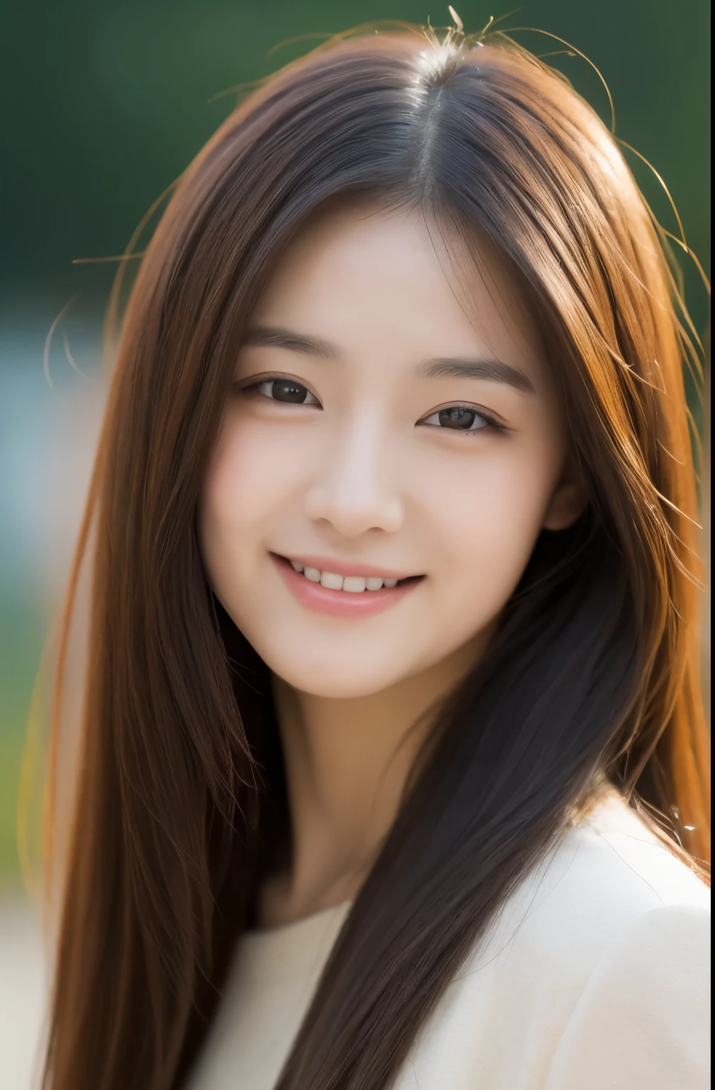 Best quality, realistically, ultra - detailed, Detailed pubic hair, A high resolution, 8k wallpaper, 35 year old beautiful woman,light brown messy hair, Wear a dark suit, lock focus, Perfect dynamic composition, beautidful eyes, Delicate hair, 细致realistically的皮肤纹理, Smiling, closeup portrait, Model body type
