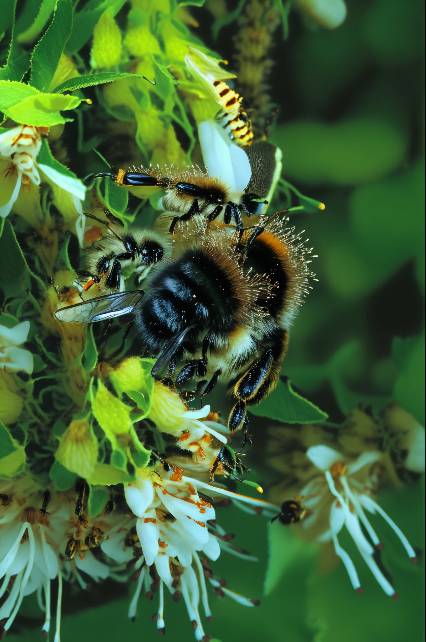 A bumblebee feasts on the hyssop nectar