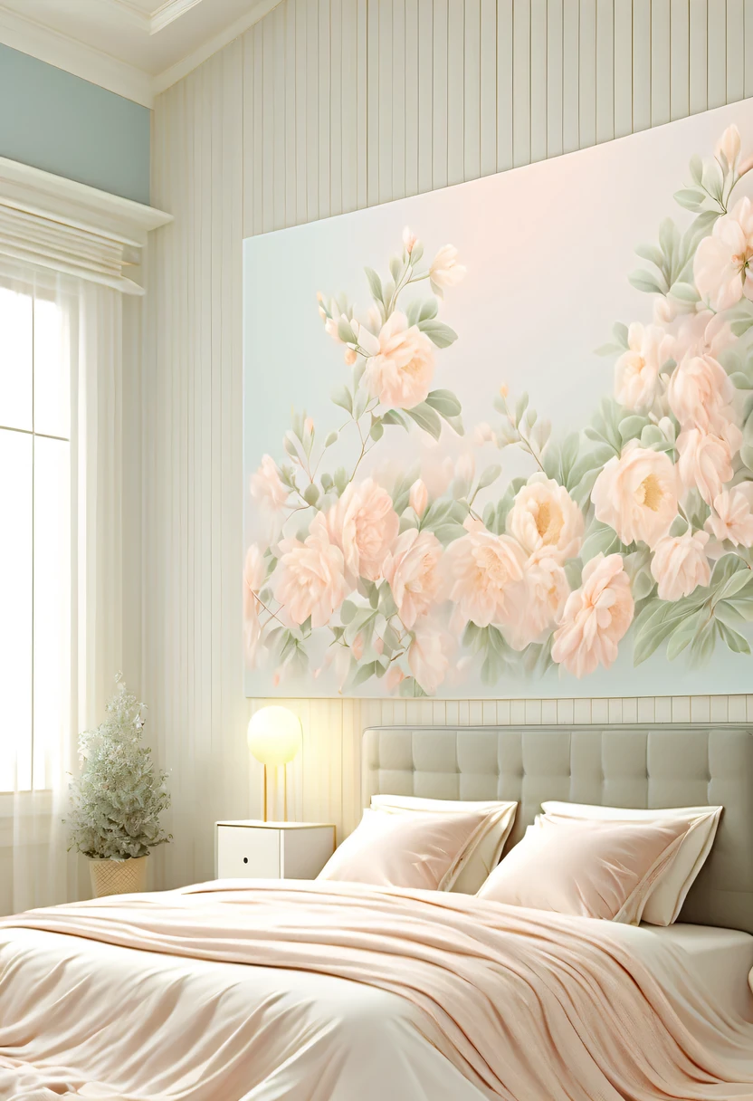 bedroom,(best quality,high resolution,masterpiece:1.2),super detailed,actual,(pastel tones,Subtle color palette:1.1),peaceful atmosphere,Quiet environment,natural mixture,Comfortable and warm environment,bedroom,beautiful girl