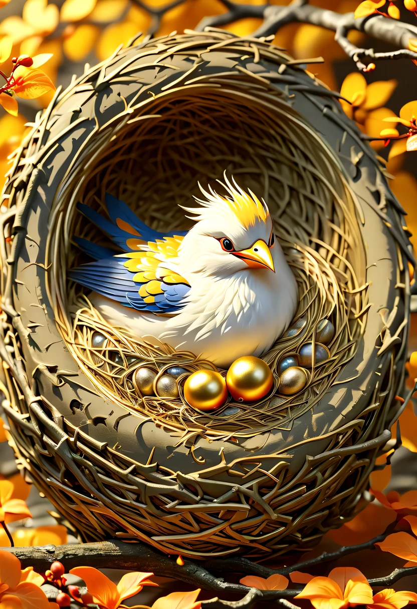 (8k, 16k, Award-winning, best quality, highest resolution, Super details, high detail, anatomically correct, masterpiece, stunning beauty), (金属Nests: 1.3), 火焰内的魔法Nests , Nests, Detail decoration, gold engraving, exquisite craftsmanship , Legendary Nests, Rare and precious, intricate details, 魔法Nests由一种叫做山铜的金属制成, There are no gemstones, ( Nests: 1.2), Impeccable, Trapped in a world of fire.