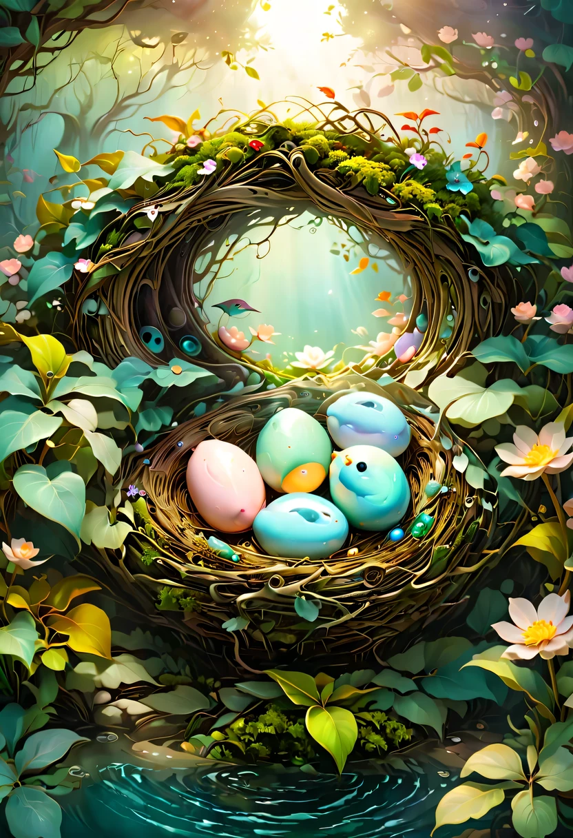 (8k, 16k, Award-winning, best quality, highest resolution, Super details, high detail, anatomically correct, masterpiece, stunning beauty), (金属Nests: 1.3), 火焰山内的魔法Nests , Nests, Detail decoration, gold engraving, exquisite craftsmanship , Legendary Nests, Rare and precious, intricate details, 魔法Nests由一种叫做山铜的金属制成, There are no gemstones, ( Nests: 1.2), Impeccable, Trapped in a volcanic world.
