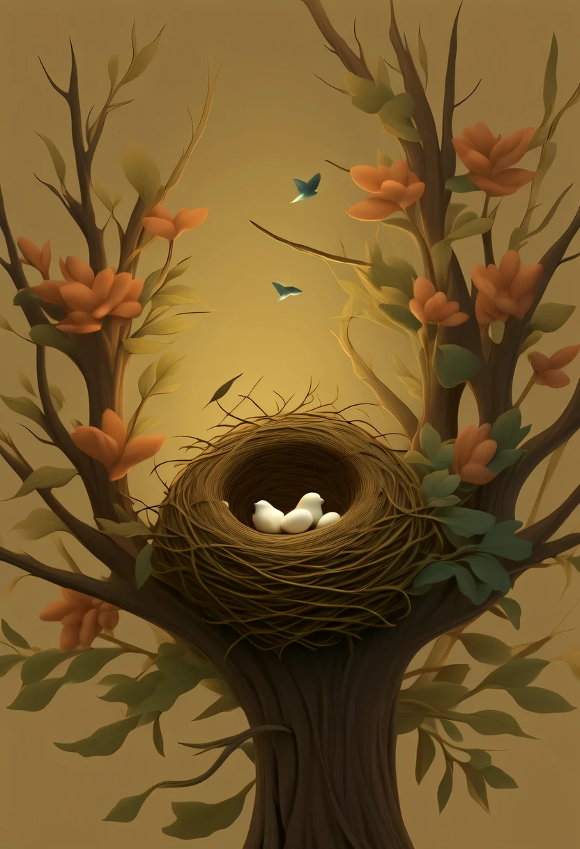 Nests，pastel tones，Light style，Comfortable and calm，nature，warm and cozy，garden，hyper detailed masterpiece, Dynamic, good quality,Floating Extra Large Ethereal Dream DonMW15pXL  