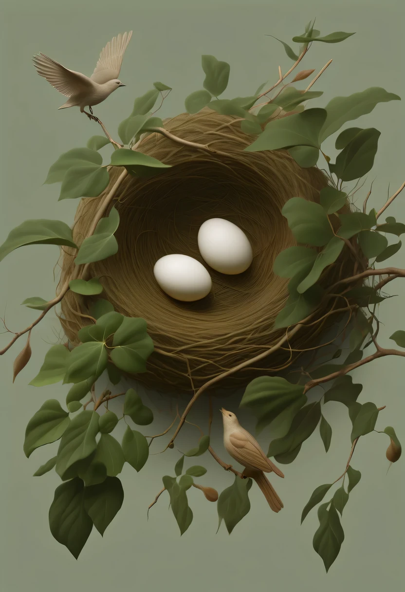 Nests,pastel tones,Light style,Comfortable and calm,nature,warm and cozy,garden,hyper detailed masterpiece, Dynamic, good quality,Floating Extra Large Ethereal Dream DonMW15pXL