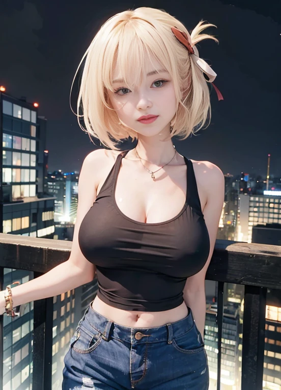 1girl, Tokyo street,night, cityscape,city lights, upper body,close-up, 8k, RAW photo, best quality, masterpiece,realistic, photo-realistic,