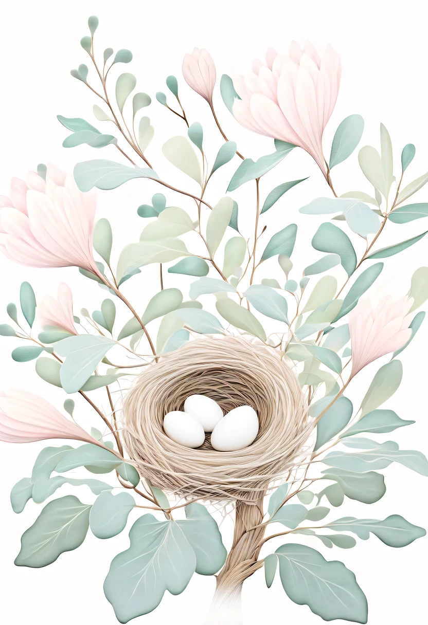 Nest，pastel tones，Light style，Comfortable and calm，nature，warm and cozy，garden，hyper detailed masterpiece, Dynamic, good quality,Floating Extra Large Ethereal Dream DonMW15pXL