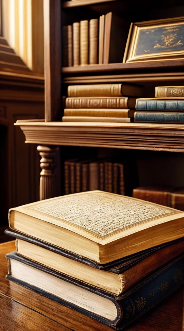A antique book of yellow pages and some kind of old language lost by the time. A book be in the pilar, center of a museum
