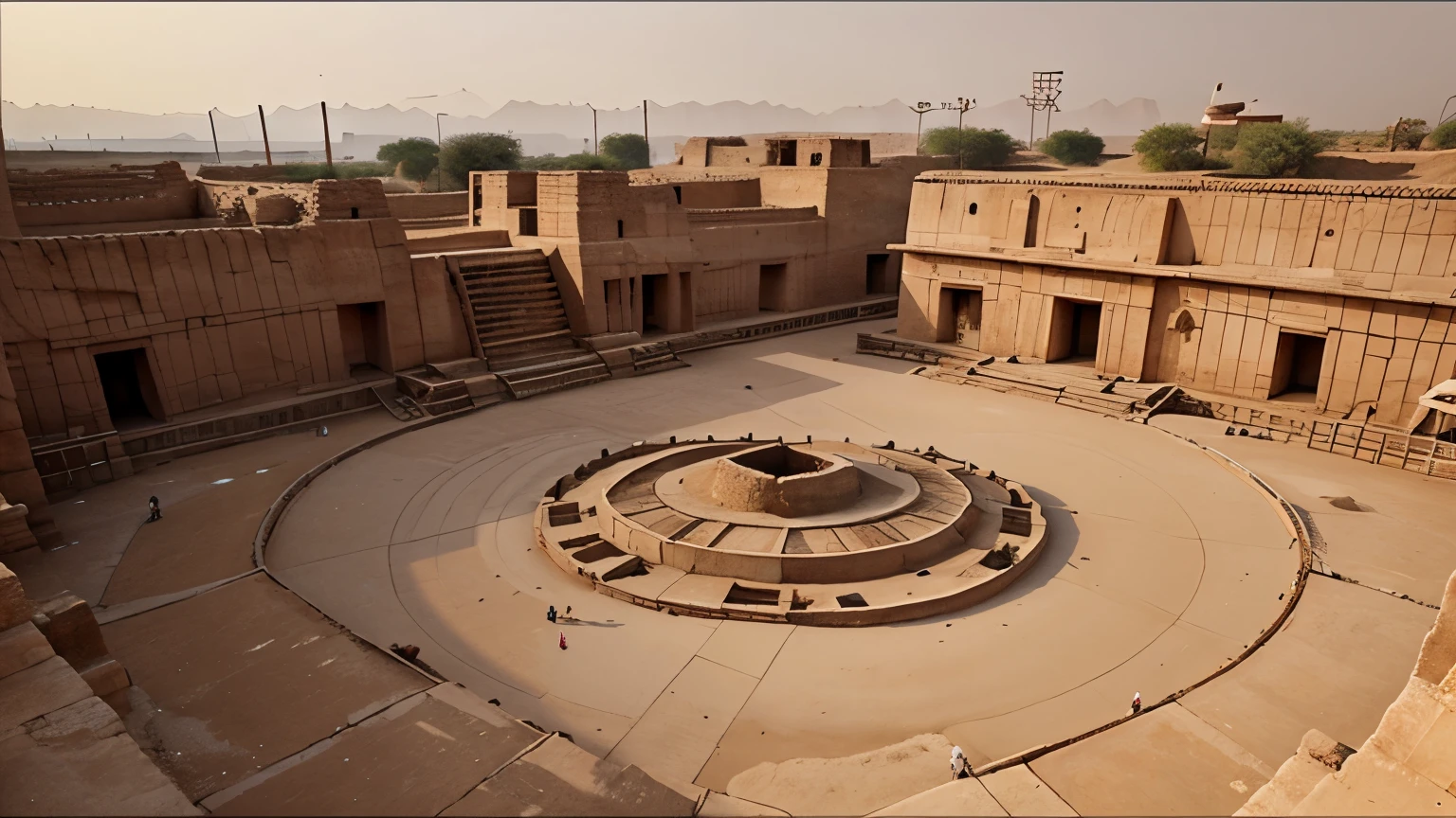 Generate a montage of modern-day rituals and structures inspired by the ancient Indus Valley, highlighting the enduring legacy of this civilization.