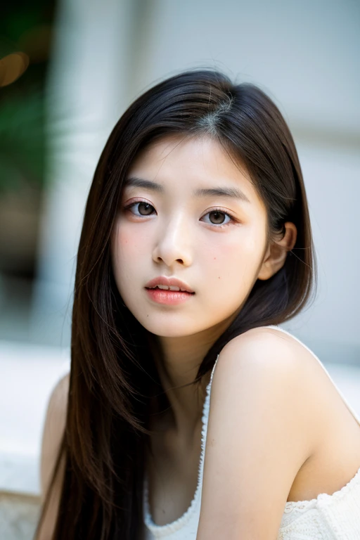 modele photography beautiful 20 years old japanese eyes asian, photography front straight