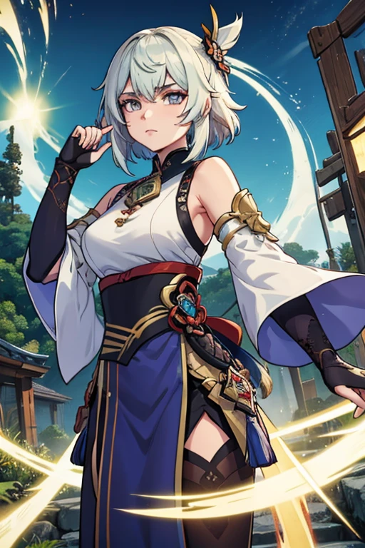 lore: Nahida(Genshin impact) em uma cidade futurista