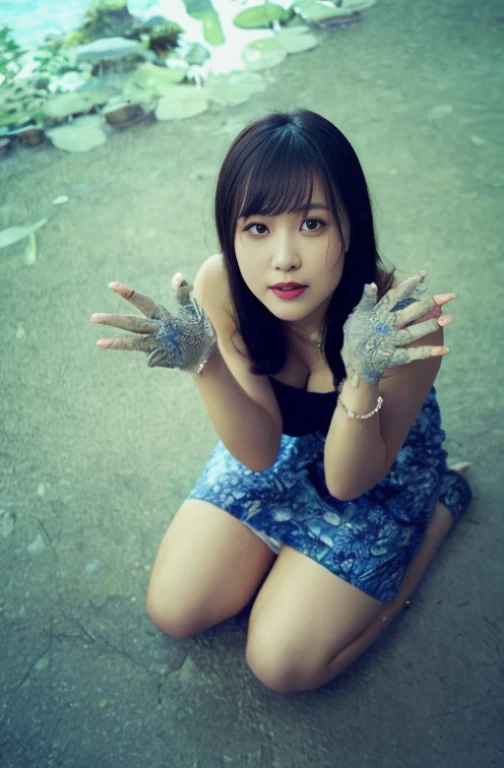 masutepiece, Best Quality, Illustration, Ultra-detailed, finely detail, hight resolution, 8K Wallpaper, Perfect dynamic composition, Beautiful detailed eyes, downblouse showing half of large breasts、Very low claveage expose half of giant breasts , hanging tits, mid-chest, Natural Color Lip, Random and sexy poses,Smile,20 years girl　Colossal tits、s Office、silky skin, silky body 