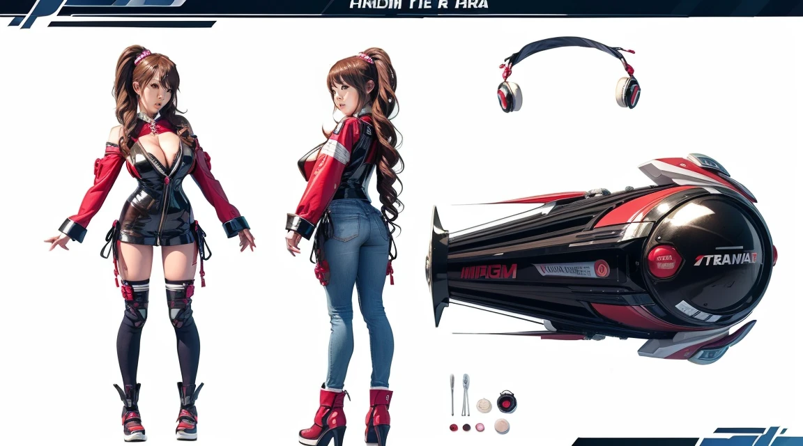 Hitomi Tanaka, Female original character reference sheet adoptable, Full body,
