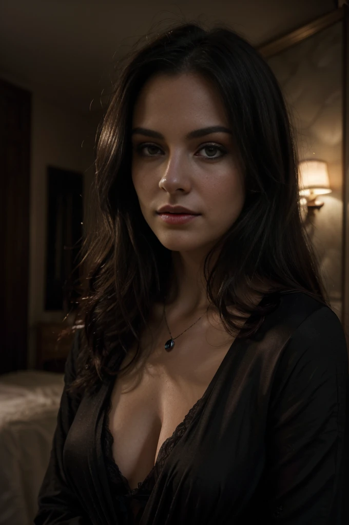 (best quality,4k,8k,highres,masterpiece:1.2),ultra-detailed,(realistic,photorealistic,photo-realistic:1.37),homme vampire, manoir, detailed fangs, intense gaze, sharp facial features, flowing dark hair, dark and mysterious atmosphere, moonlit night, elegant attire, confident posture, subtle smirk, haunting eyes, gothic ambiance, nuanced shading, captivating charm, rich color palette, dramatic lighting, dense fog, decadent decor, sense of secrecy, quiet elegance