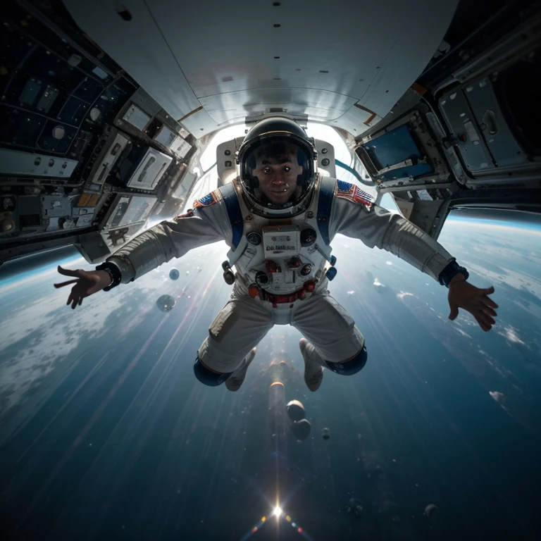 a man in a space suit flying through the air, floating in space, an astronaut floating in space, astronaut floating in space, floating in outer space, an astronaut relaxing in space, an astronaut in space, flying in space, astronaut in space, floating through space, floating on space, space walk, astronaut lost in liminal space, floating in deep space, masterpiece.
