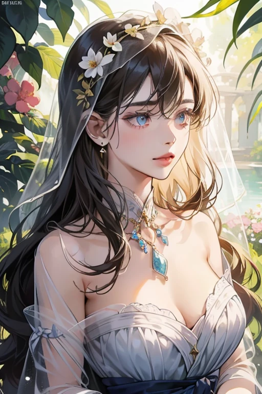((top quality)),(ultra high resolution),(Super detailed),(detailed description),((the most picturesque works of art),super precision art,amazing art of depiction,fantasy art:1.5, ((綺麗なflower々:1.3)), (glamorous body:1.5),fancy background effects、masterpiece、fancy details、(NSFW 1.1), ((1 female)), ((muste piece)), ((extremely detailed:1.3)), ((Beautiful woman entering the lake in crystal clear water)), ((beautiful long hair)), wet hair, wearing a transparent dress, Bathing clothed, (水に浮かぶバラのflowerびら:1.5), (early morning light), ivory gold AI, temple, crepuscular lighting, (very huge )、pink nipples、pink areola,Transparent pink areola、((Transparent pure white wedding dress that shows your skin、Detailed design))、Arranged,intimate, rose garden、colorful roses、lake with floating roses、wet body、(頭にflowerの装飾)、大きなflowerいっぱい、solo, water play, flowerいっぱいの髪飾り, flower々, sky porn,Pure white dress that becomes transparent when wet, shines wet with water、(muste piece),(Highly detailed CG Unity 8K wallpaper),best quality,cinematic lighting,detailed background,beautiful detailed eyes,bright pupils, (very delicate and beautiful),(Beautiful and detailed eyes),((muste piece)),(Purple eyes)