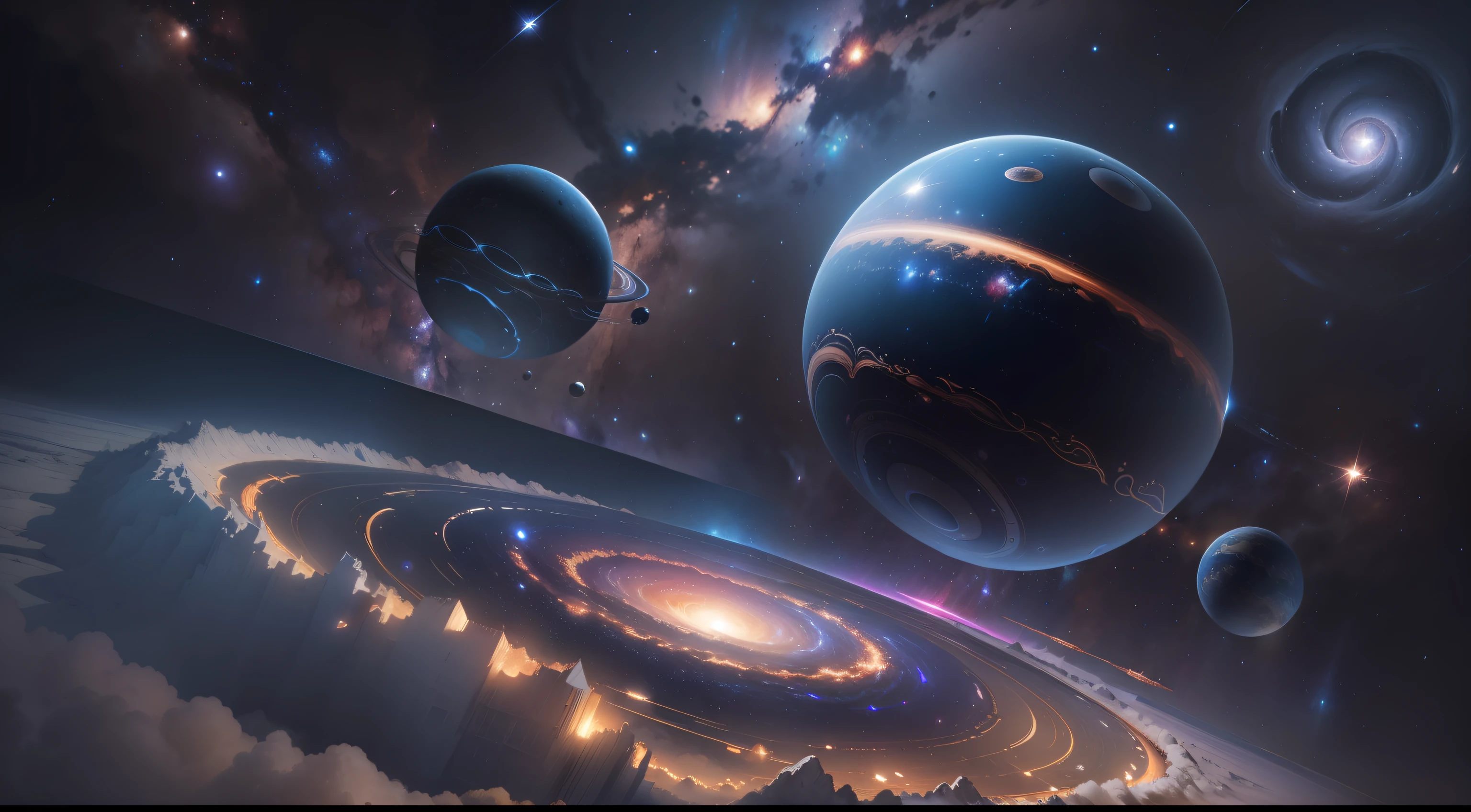 obra maestra, Mejor calidad, alta calidad, extremadamente detallado Cg Unity 8K wallpaper, profundidad de campo, HDR,,fotorrealista,extremadamente detallado, intrincado, Alto detalle, universo, espacio, Milky Ways, estrellas, planetas, astronauta, cosmos, Celestial, nube de estrellas, agujero negro, sistema solar, cosmic rays, supernova, Deep espacio, Astronomical objects