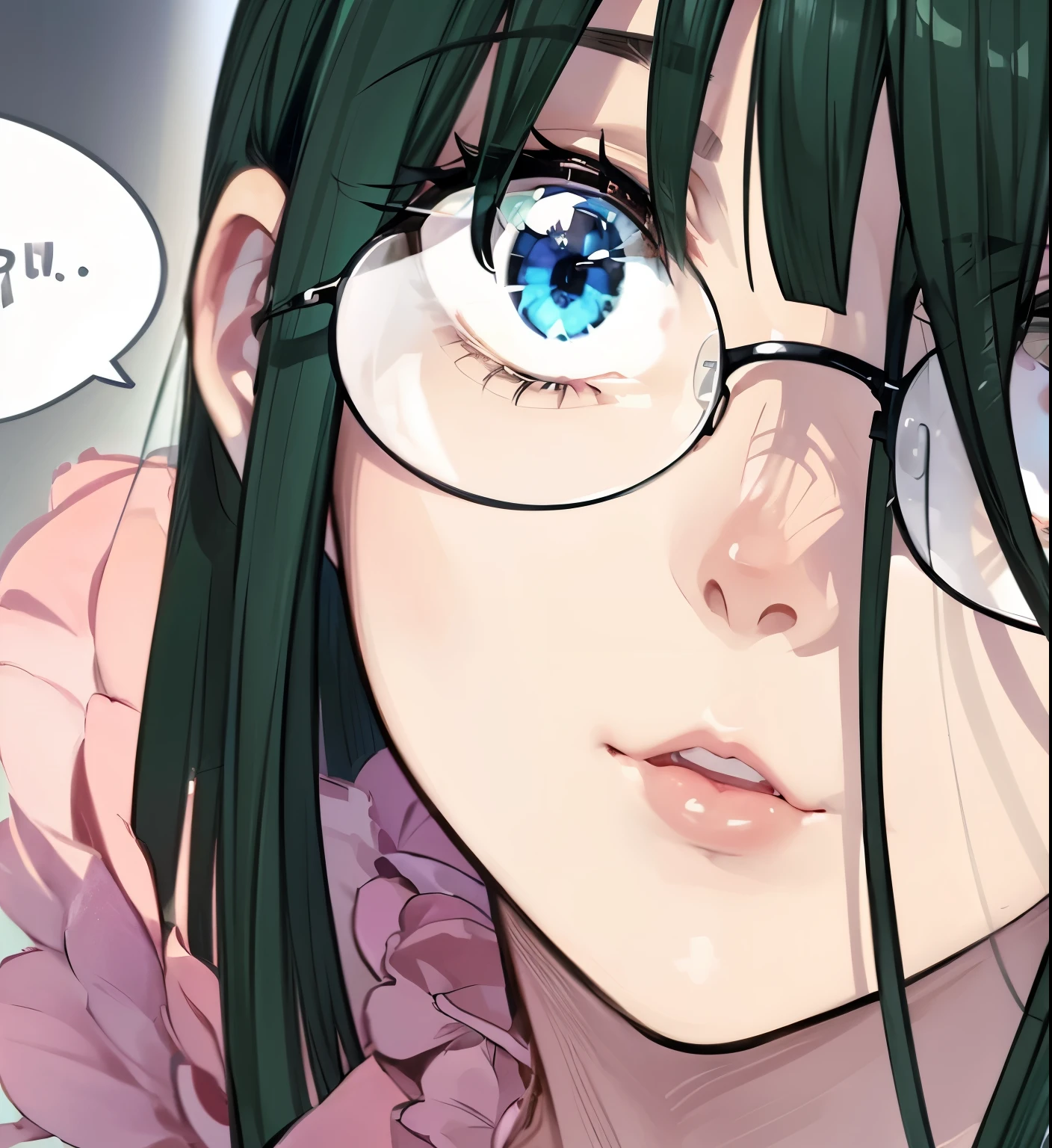 (masterpiece, best quality:1.4), (extremely detailed, 8k, uhd), cinematic shot, natural lighting, ultra highres, vibrant rich colors, (beautiful, aesthetic, perfect, delicate, intricate:1.2), (sharp focus, from front:1.3), eye level shot, 1girl, portrait of a anime girl, young, green hair, (extremely hot, attractive, beautiful, sexy, feminine:1.2) sexy, romantic, lovable, serious look, expressive blue eyes, long eyelashes, relaxed (smiling:1.2), full body (beautiful detailed face, highly detailed skin, green eyes, glasses), gorgeous, breathtaking beauty, seductive, captivating, pale skin, perfect female figure, (slim:0.5), (wearing a dark t-shirt :1.2), (highly saturated lipstick, luscious thick lips), intricate details, daytime, award winning photography, detailed background, volumetric fx, anime, hyper-detailed