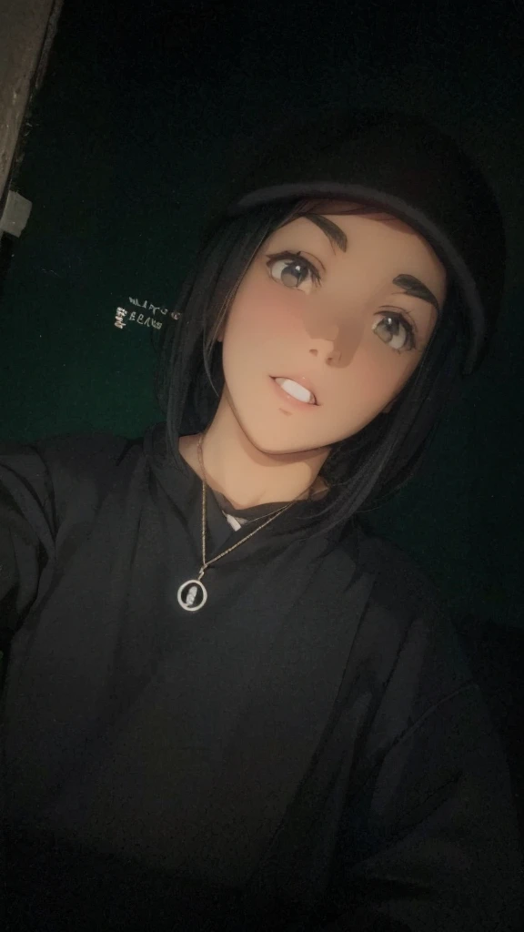 Anime girl wearing all black