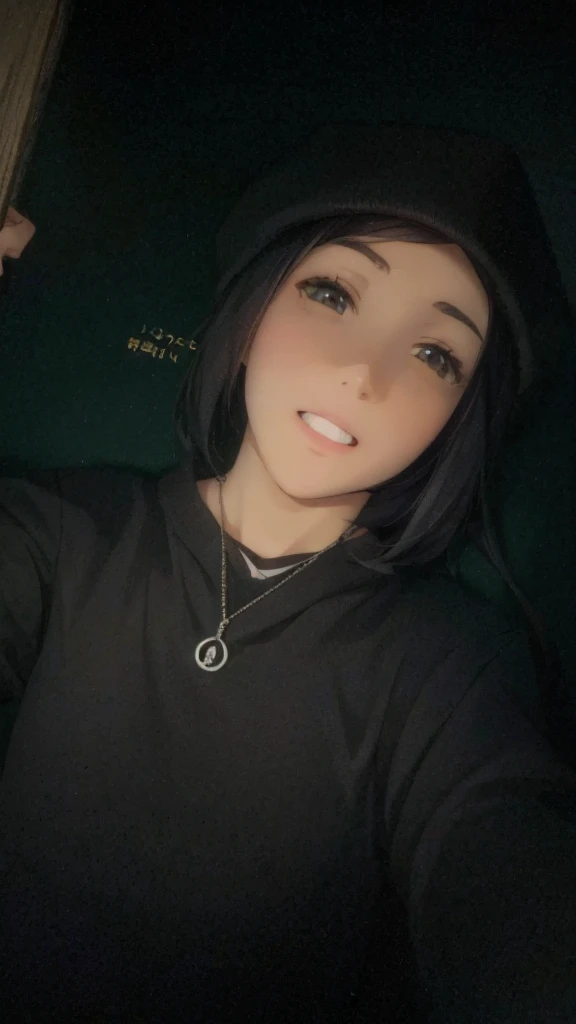 Anime girl wearing all black