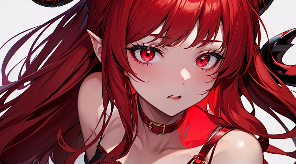 make a horror phonk cover of a devil horned girl in red colors