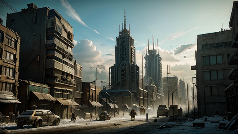 Warhammer scenery, post-apocalyptic , futuristic city