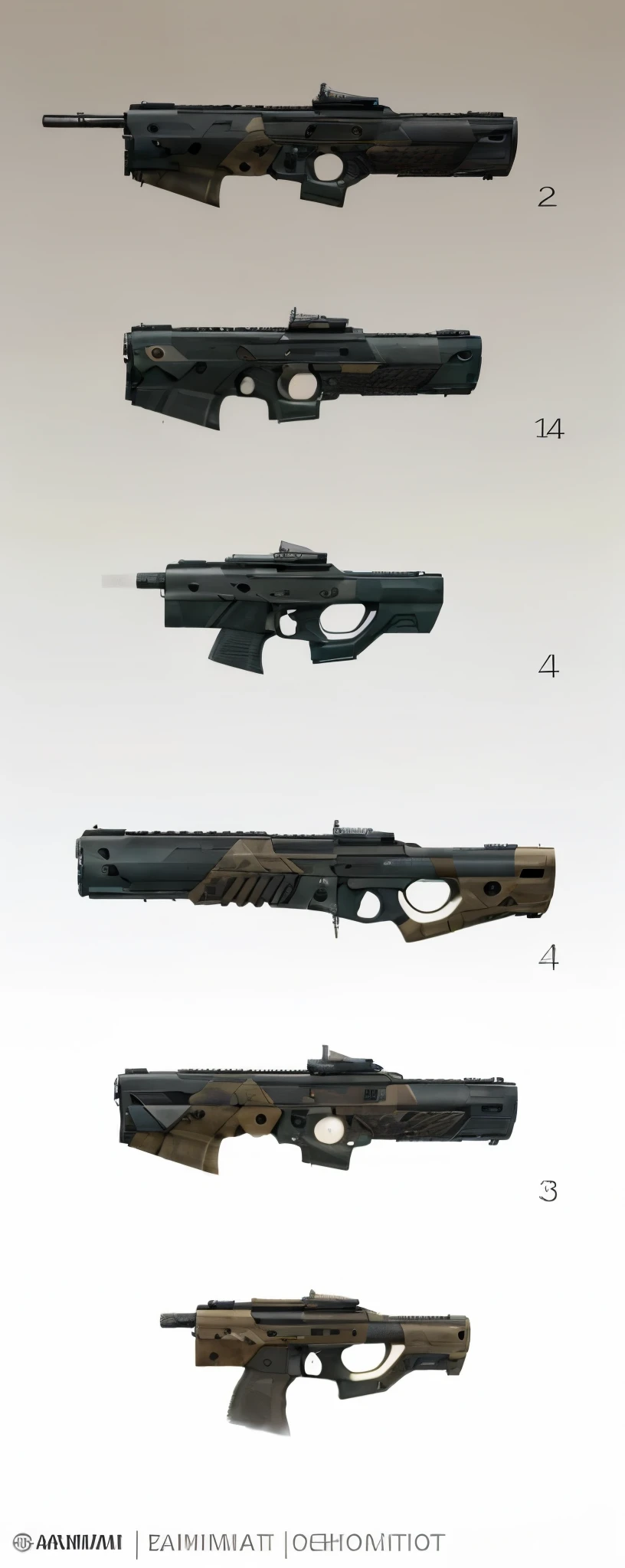 um grupo de quatro armas diferentes com diferentes formas e tamanhos, Projeto de arma, arte conceitual de arma, gun art reference, arte conceitual de armas, Projetos de conceito de armamento, design de arma realista, espingardas de pulso, arma futurista, arte conceitual de alto detalhe, arma futurista, Sci-fi gun, evangelization concept art, arma futurista shotgun, CONCEITO ART-H 640, arte conceitual moderna