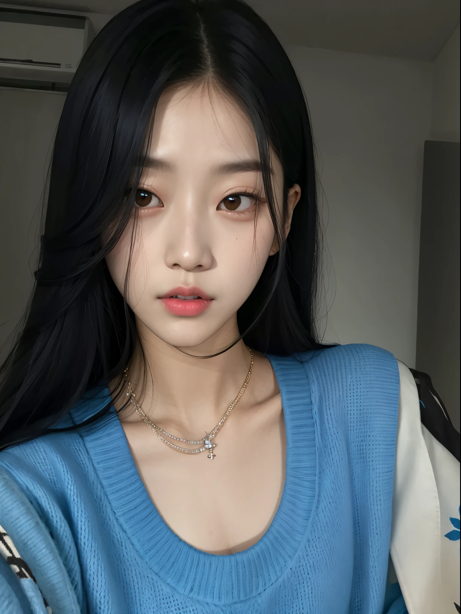 arafed woman with long black hair wearing a blue sweater, Jisoo do Blackpink, Heonhwa Choe, Jinyoung Canela, Ulzzang, Jaeyeon Nam, jisoo do blackpink, Lee Ji - Eun, Lee Ji-eun, Krystal, tzuyu de duas vezes, Dom Yunjoo,  coreana, Parque Ji-min, Hwang SE - EM
