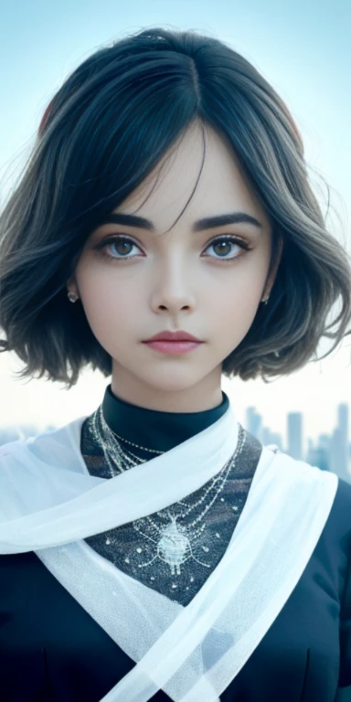 (1 chica:1.3), Solo, (((Very cara detallada)))), ((ojos y rostro muy detallados)))), hermosos detalles ojos, Partes del cuerpo__, Arte oficial, Fondo de pantalla unificado de 8k, Super detailed, hermoso and hermoso, hermoso, obra maestra, Mejor calidad, original, obra maestra, super fine photo, Mejor calidad, Super high resolution, Realismo realista, luz de sol, retrato de cuerpo completo, Belleza extraordinaria, dynamic pose, cara delicada, ojos vibrantes, (desde el frente), Ella usa el traje de Spider-Man ?????, esquema de color  ????? liso, White spider, fondo muy detallado del techo de la ciudad, Techo, con vistas a la ciudad, cara detallada, fondo ocupado complejo detallado, desordenado, gorgeous, blanco lechoso, piel muy detallada, detalles de piel realistas, poros visibles, Enfoque claro, volumetric fog, 8k UHD, digital slr camera, alta calidad, film grain, piel blanca, Photographic realism, lomography, Futuristic dystopian megalopolis, translucent ,