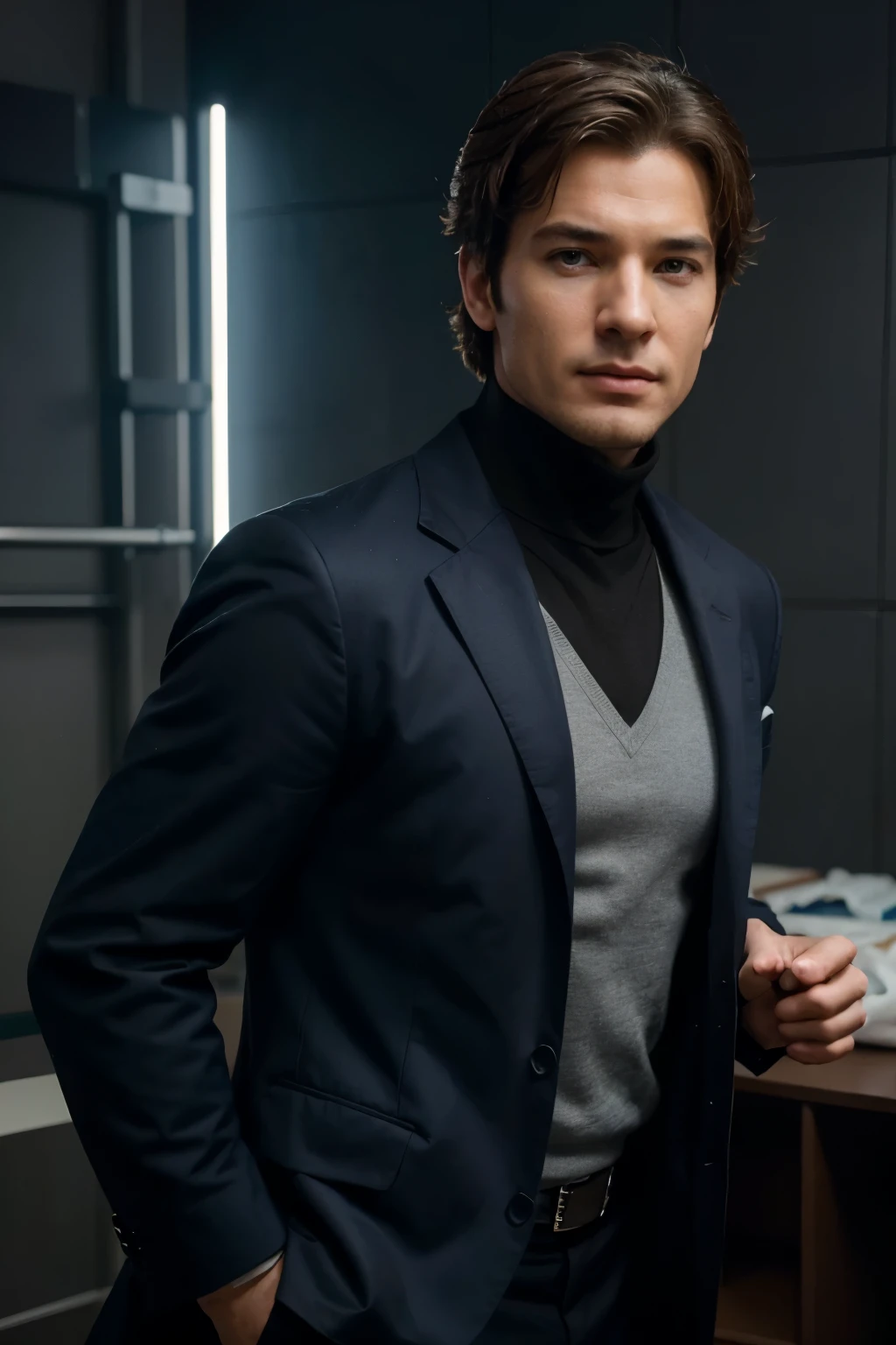 Gere uma imagem de um personagem chamado "Professor Xavier" that transmits force, youth and intelligence. The character must have a confident and curious expression. Make sure the image is suitable for a TikTok profile about masculinity and youth motivation.
